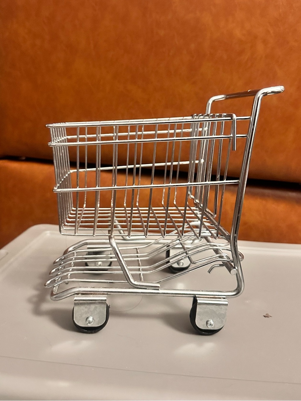 Mini Metal Shopping Cart - Silver